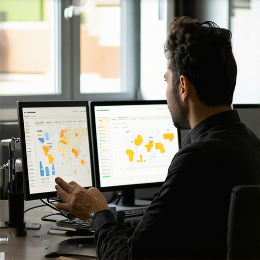 Advanced Local SEO Strategies SEO expert analyzing local search and Google My Business data with charts and maps