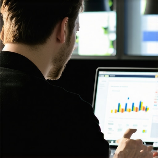 Business owner reviewing local SEO analytics on a laptop