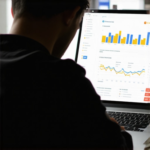Person reviewing SEO metrics on a laptop with citation analysis