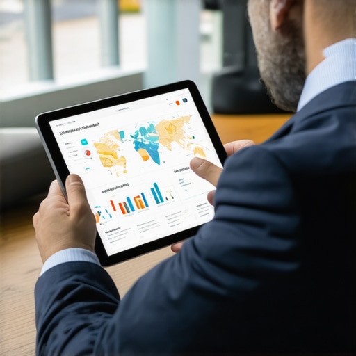 Analyzing Local SEO Strategies Businessman reviewing local SEO analytics on a tablet.