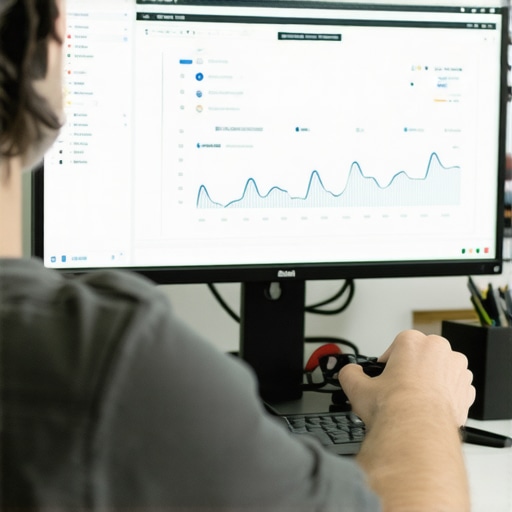 Deep Dive into GMB CTR Analytics Marketing strategist analyzing GMB CTR data with graphs and charts.