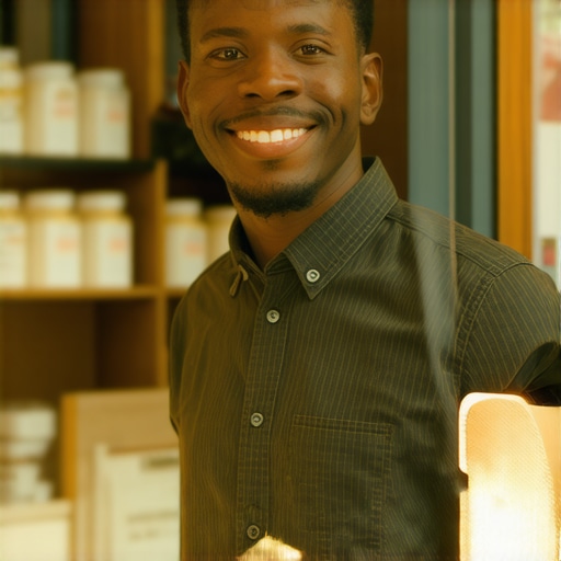 Business owner interacting with customers in a small retail shop