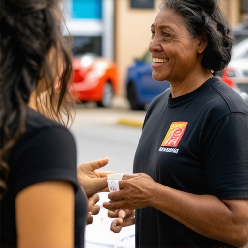 Community Engagement for Local SEO Business owner participating in local community event to boost GMB profile