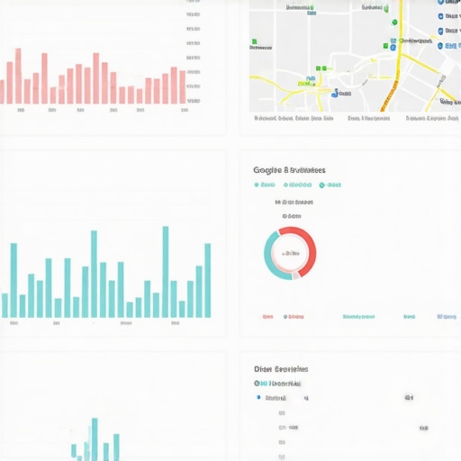 Business owner analyzing Google My Business metrics on a digital dashboard.