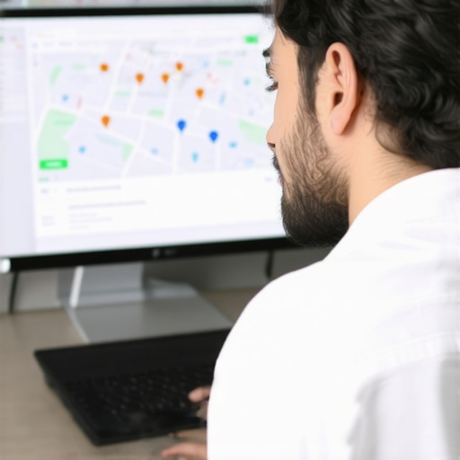 Advanced Local SEO Strategies in 2025 Digital marketer analyzing local SEO data on a laptop with Google Maps in background
