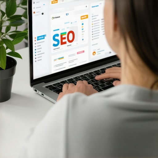 Person analyzing local SEO data on a computer with SEO tools displayed