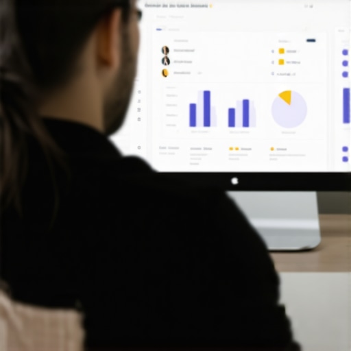 Business owner analyzing Google My Business performance metrics.