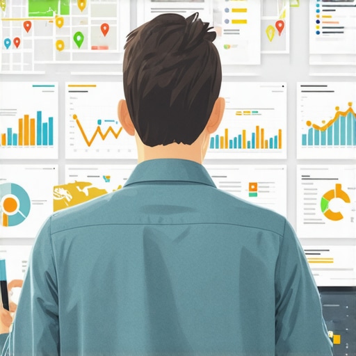 Businessman studying SEO charts and Google Maps rankings