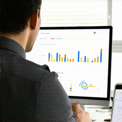 Businessman working on Google My Business profile optimization with SEO tools