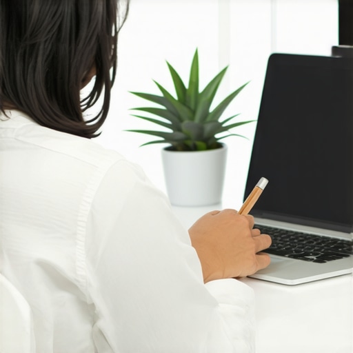 Business owner reviewing citation consistency on computer to improve local SEO