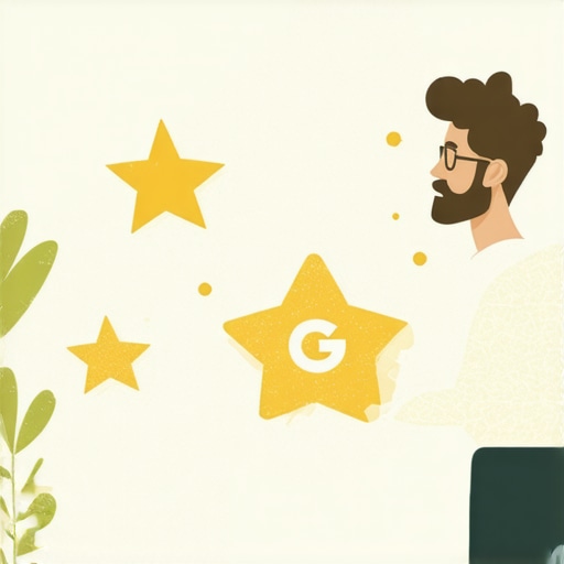 GMB Optimization Process A person optimizing GMB profile on laptop with map and review icons.