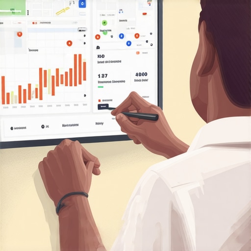 Local SEO Success Metrics Business owner reviewing Google Maps ranking performance with an upward trend graph.