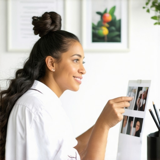 Optimizing Google My Business profile with new images Business owner enhancing GMB profile with updated images and info