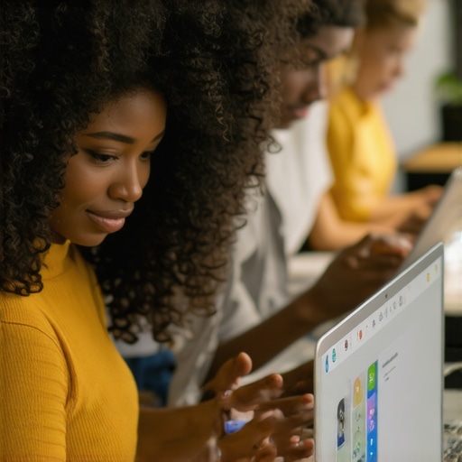 Business owners working on digital devices to improve Google My Business listings.