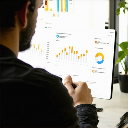 Marketer analyzing Google My Business optimization tools on a digital dashboard