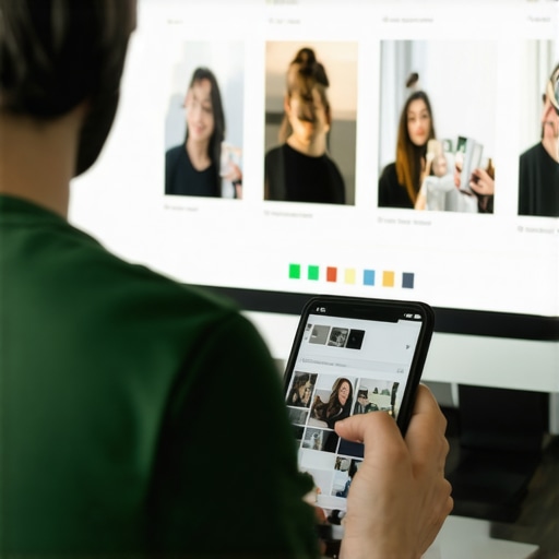 Business owner optimizing Google My Business profile with multimedia content.