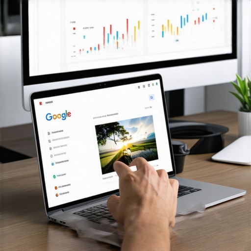 Business owner updating Google My Business profile with photos and videos