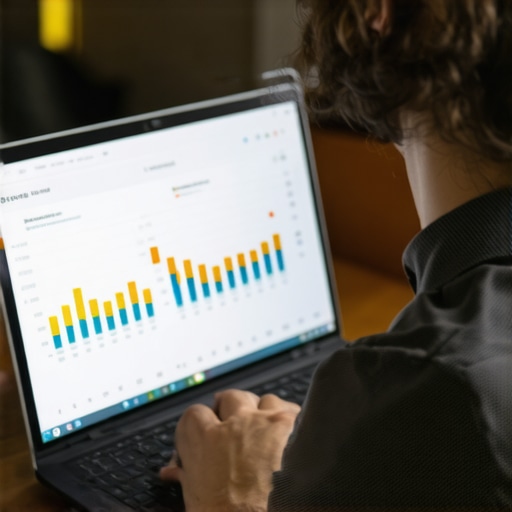 Optimizing GMB with Advanced Tools Business owner analyzing local SEO data on a laptop for Google My Business optimization.