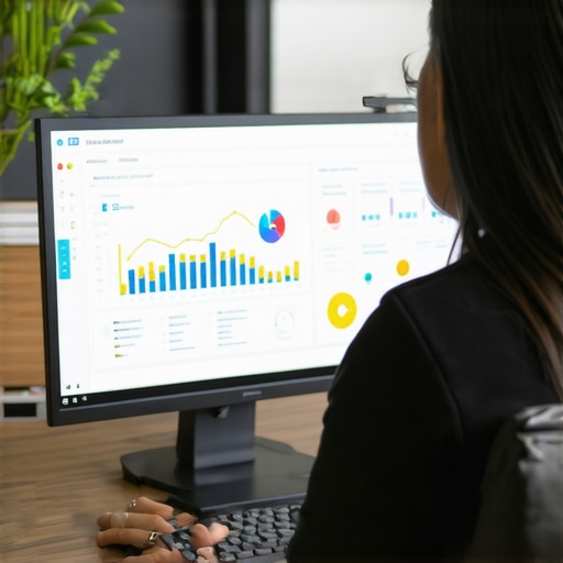 Marketing professional working on local SEO strategy with GMB analytics on screen