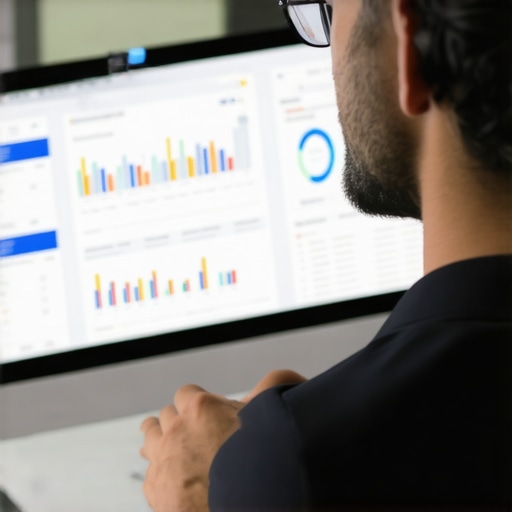 Using Advanced Local SEO Tools in 2026 A person analyzing Google My Business data with sophisticated SEO software for sustained rankings.