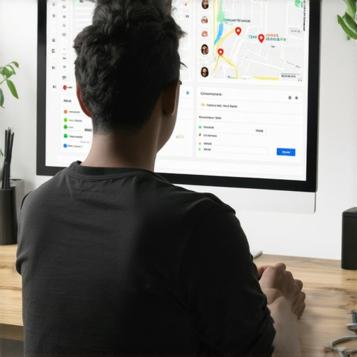 Person reviewing Google My Business profile metrics on their laptop.