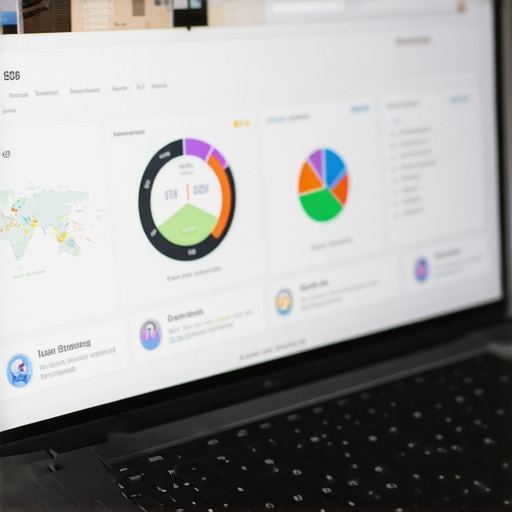 Laptop screen showing local SEO analytics and citation management dashboards.